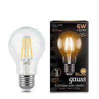 Лампа светодиодная филаментная Black Filament 6Вт A60 2700К E27 | Код. 102802106 | Gauss